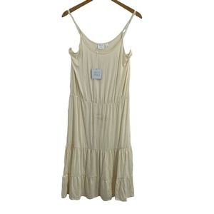 Beach Break Cream Tiered Knit Sundress Size Medium New‎